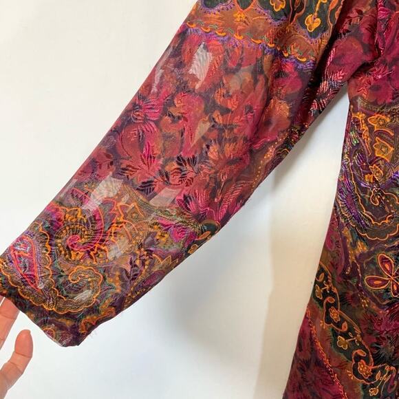 Victoria's Secret Gold Label Semi Sheer Paisley Print Button Down Top Si… - Picture 5 of 11